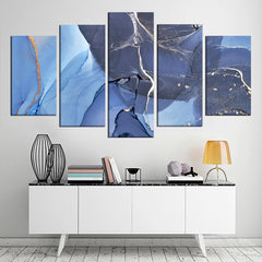 Blue Abstract Marbling Luxury Wall Art Canvas Decor Printing