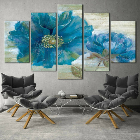 Blue Flowers Wall Art Canvas Decor Printing