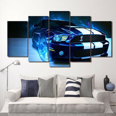 Blue Ford Mustang Shelby Car Wall Art Canvas Decor Printing