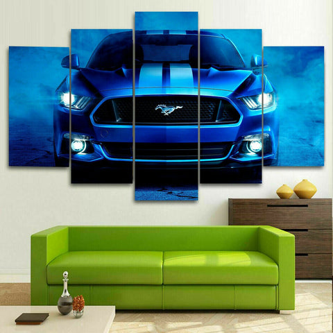 Blue Ford Mustang Shelby Sports Wall Art Canvas Decor Printing