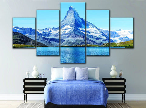 Blue Lake Snow Mountain Wall Art Canvas Decor Printing