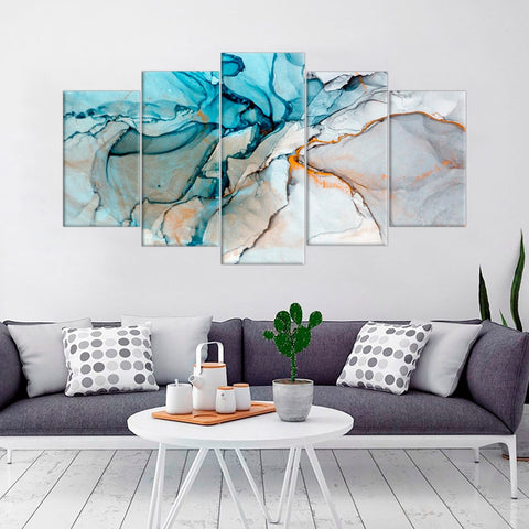 Blue Marble Abstract Watercolor Wall Art Canvas Decor Printing