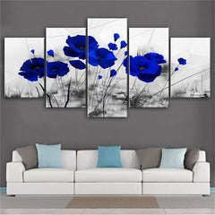 Blue Poppy Flowering Wall Art Canvas Decor Printing