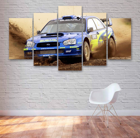 Blue Rally Car Racing Wall Art Canvas Decor Printing