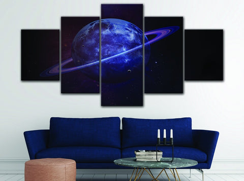 Blue Saturn Planet Wall Art Canvas Decor Printing