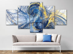 Blue & Yellow Abstract Geometric Wall Art Canvas Decor Printing