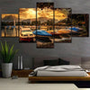 Image of Boat Marina Port Sunset Wall Art Canvas Decor Printing