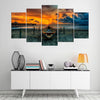 Image of Boat Sunset Seascape Wall Art Canvas Decor Printing