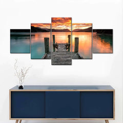 Bridge Lake Sunset Wall Art Canvas Decor Printing