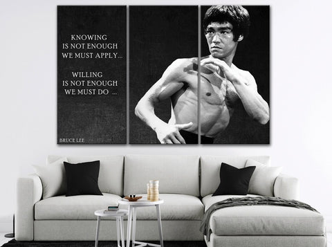 Bruce Lee Kung Fu Motivation Wall Art Canvas Print Decor