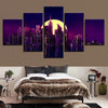 Image of Building Moon City Night Wall Art Canvas Decor Printing