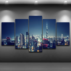 Burj Khalifa Dubai City Night Aerial View Wall Art Canvas Decor Printing