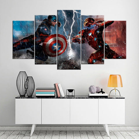 Captain America vs Iron Man Civil War Wall Art Canvas Decor Printing