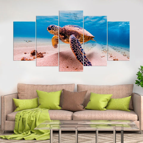 Cayman Turtle Underwater Wild Life Wall Art Canvas Decor Printing