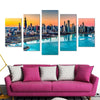 Image of Chicago Skyline Harbor Sunset Wall Art Canvas Decor Printing