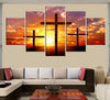 Image of Christian Cross Sunset Jesus Wall Art Canvas Decor Printing