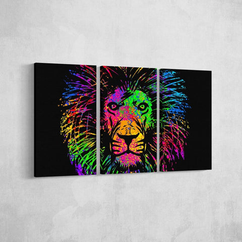 Color Splash Lion Head Wall Art Canvas Decor Printing