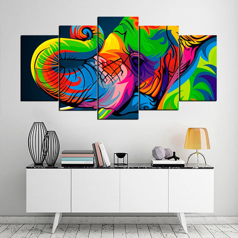 Colorful Elephant Abstract Wall Art Canvas Decor Printing