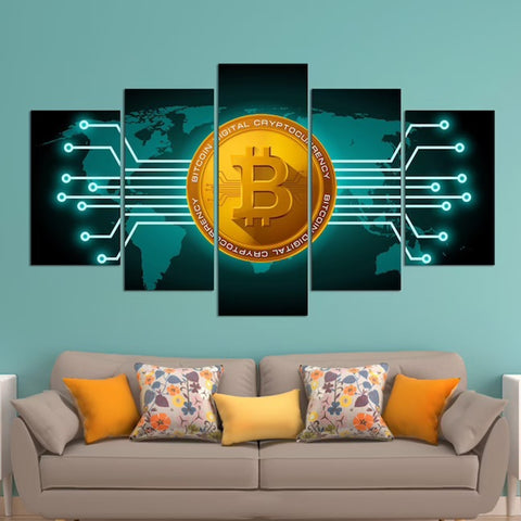 Cryptocurrency Bitcoin Wall Art Canvas Decor Printing