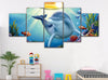 Image of Cute Dolphin and Nemo Cartoon Wall Art Canvas Decor Printing