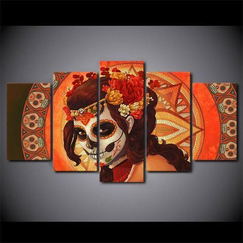Day Of The Dead Face Sugar Skull Wall Art Canvas Decor Printing