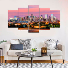 Denver Skyline Contemporary Cityscape Wall Art Canvas Decor Printing