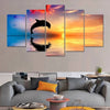 Image of Dolphin Sunset Ocean Wall Art Canvas Decor Printing