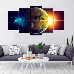 Earth and Sun from Space Milky Way Wall Art Canvas Decor Printing