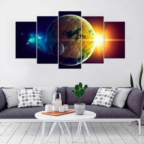 Earth and Sun from Space Milky Way Wall Art Canvas Decor Printing