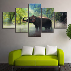 Elephant in the River Wall Art Canvas Decor Printing