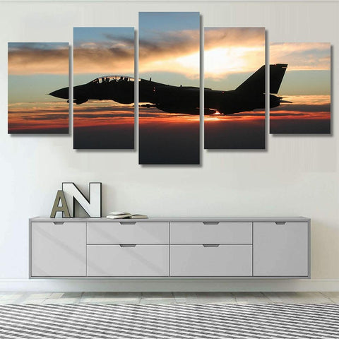 F-14 Tomcat Sunrise Silhouette Wall Art Canvas Decor Printing