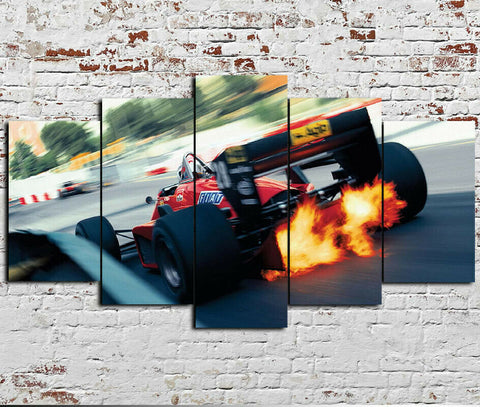 F1 Car Racing Action Wall Art Canvas Decor Printing