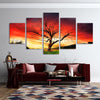 Image of Fall Red Tree Red Sky Nature Scenery Wall Art Canvas Decor Printing
