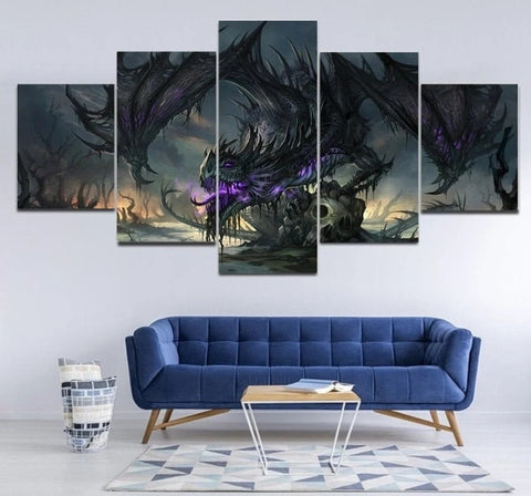 Fantasy Dark Dragon Wall Art Canvas Decor Printing