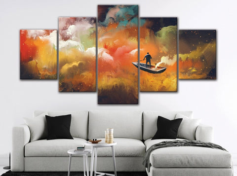 Fantasy Flying Boat Wall Art Canvas Decor Printing