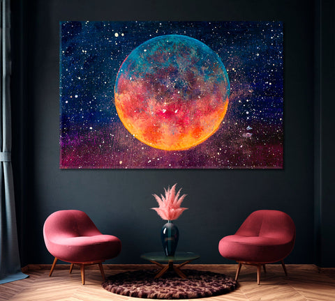 Fantasy Moon Modern Wall Art Canvas Print Decor-1Panel