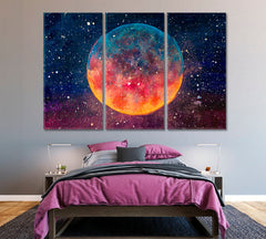 Fantasy Moon Modern Wall Art Canvas Print Decor-3Panels