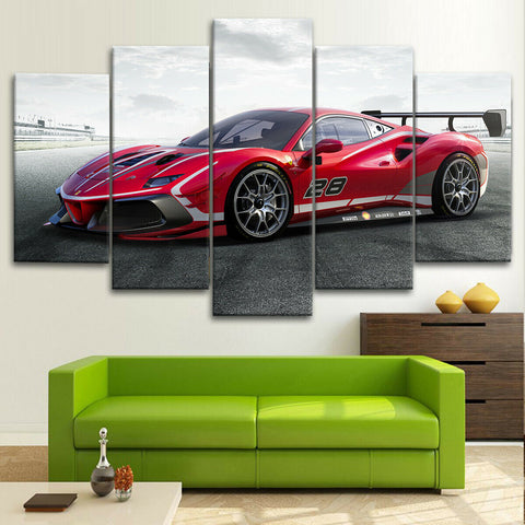 Ferrari 488 Evo Racing Car Wall Art Canvas Decor Printing