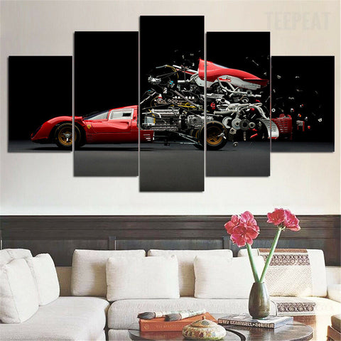 Ferrari Anatomy Sport Car engineering Wall Art Canvas Decor Printing
