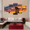 Image of Fire In The Sky Sunset Stone Nature Scenery Wall Art Canvas Decor Printing