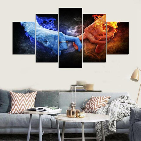 Fire and Ice Holding Hand Wall Art Canvas Decor Printing