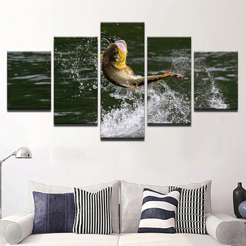 Fish Waterfall Wall Art Canvas Decor Printing
