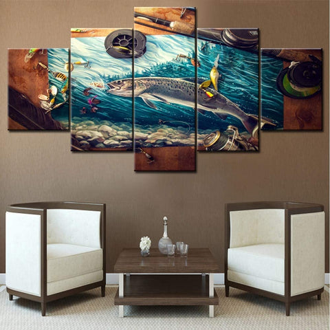 Fishing Accessories Fish Hook Wall Art Canvas Decor Printing