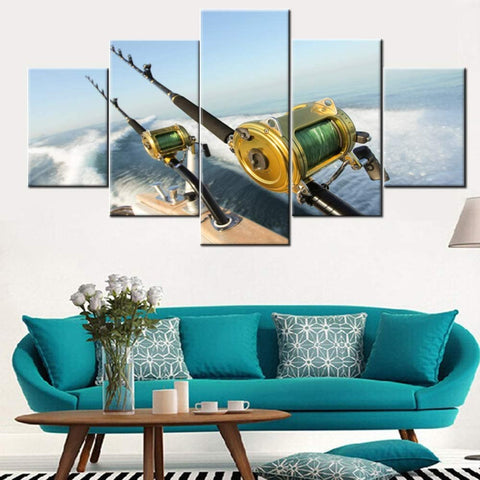 Fishing Rod and Reel Wall Art Canvas Decor Printing