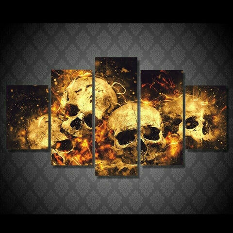 Flame Skull Wall Art Canvas Decor Printing