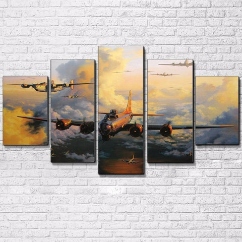Flying Aircraft Carrier Vintage Wall Art Canvas Decor Printing