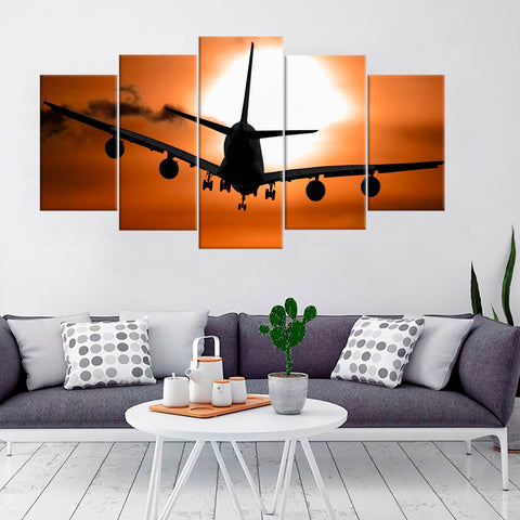 Flying Passenger Airplane Wall Art Canvas Decor Printing