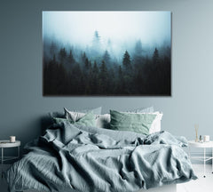 Foggy Spruce Forest Wall Art Canvas Print Decor-1Panel