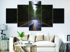 Forest Road Big Green Tree Wall Art Canvas Decor Printing