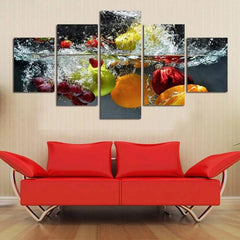 Fruits in Water Splash Wall Art Canvas Decor Printing